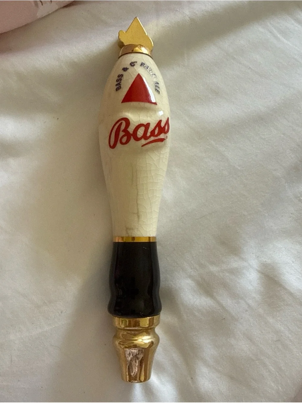 Bass Ceramic Tap Handle in Cream, Black & Red - Bass has some wear